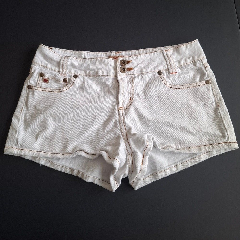 Vintage 90s Paris Blues Low Mid Rise White Jean Shorts Y2K Micro Mall Grunge 9